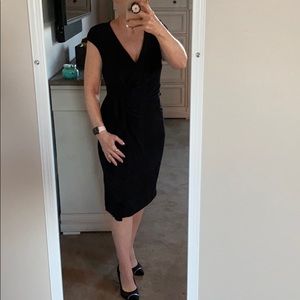 American Living cross bodice/side ruffled dress